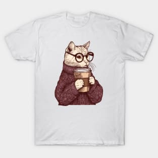 Sophisticated Coffee Cat T-Shirt